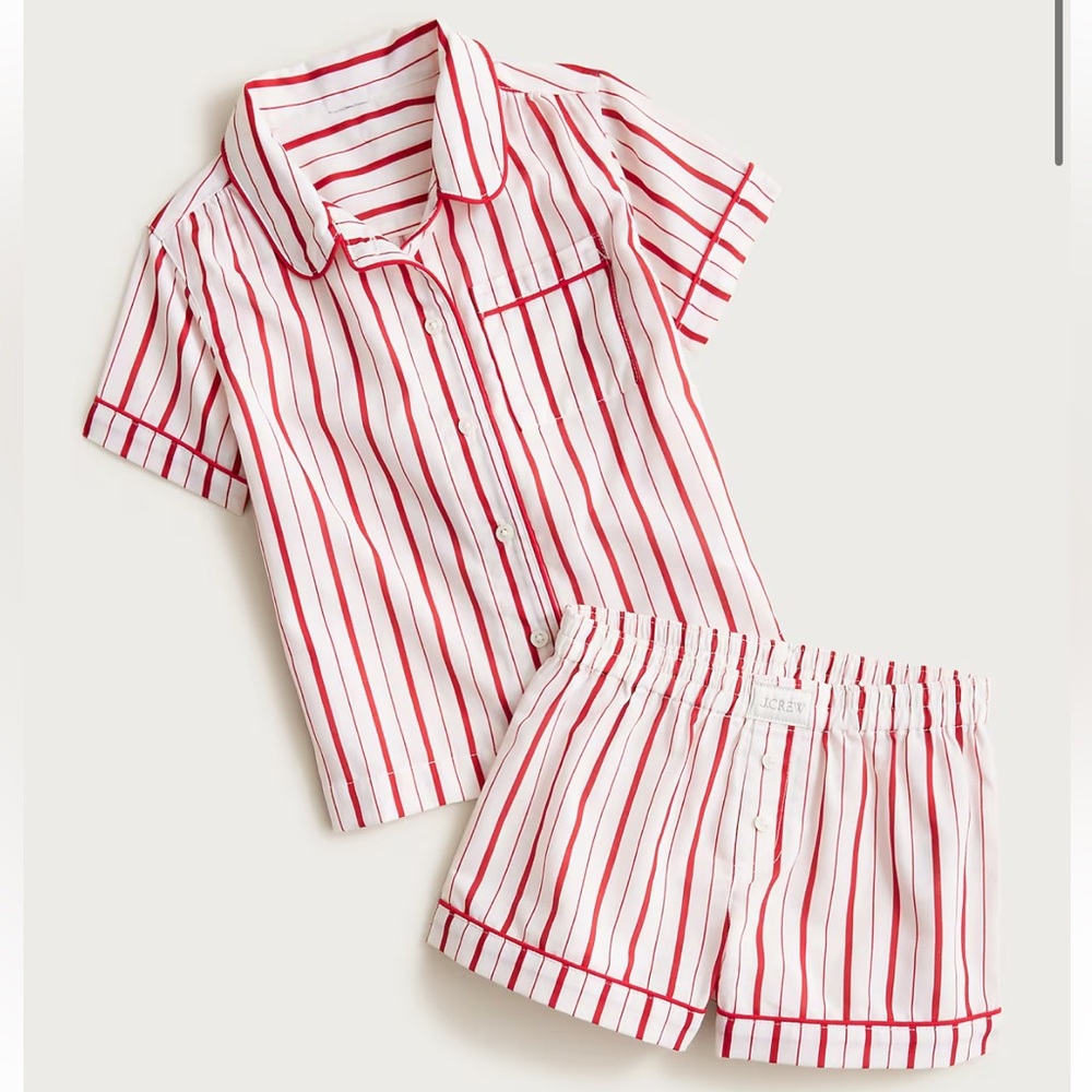 J.Crew Kids Red & White Striped Short Pajama Set